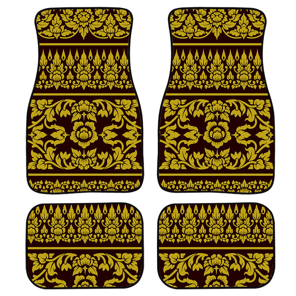 Traditional Thai Flower Pattern Print Front And Back Car Floor Mats/ Front Car Mat