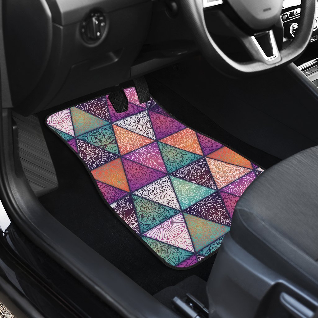 Triangle Bohemian Mandala Pattern Print Front And Back Car Floor Mats/ Front Car Mat