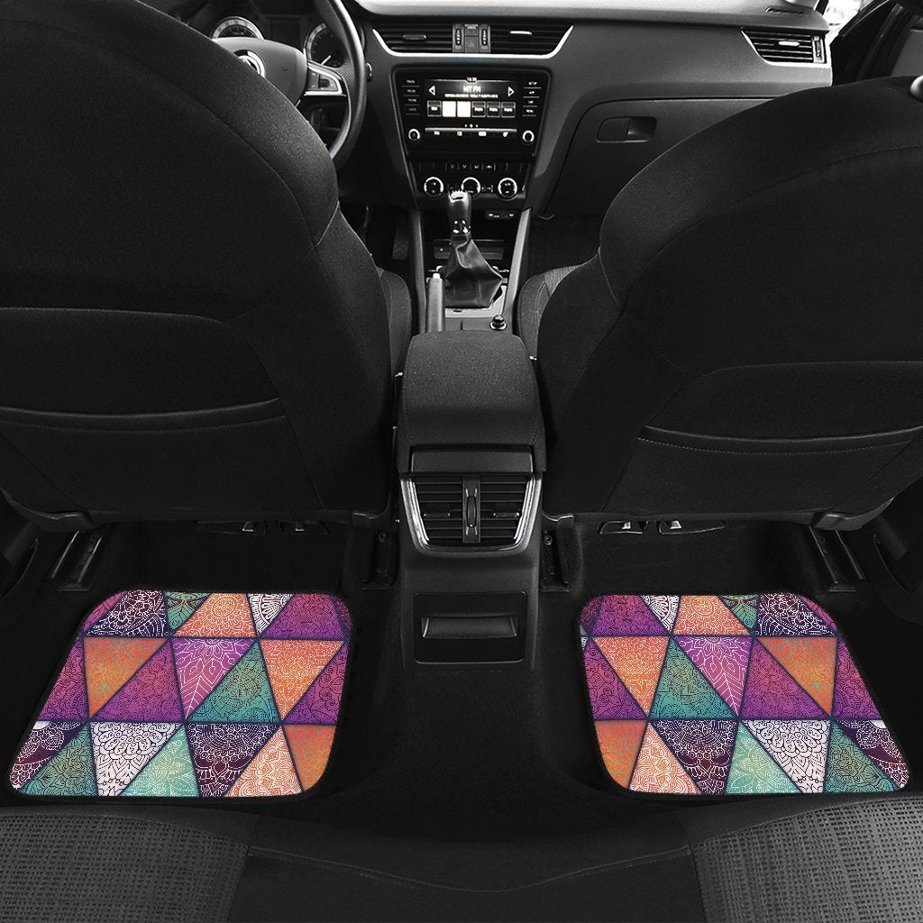 Triangle Bohemian Mandala Pattern Print Front And Back Car Floor Mats/ Front Car Mat