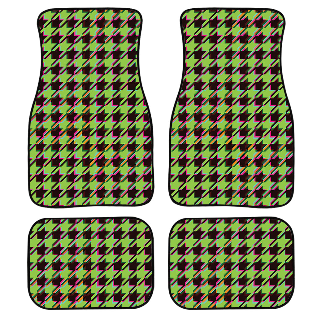 Trippy Green Houndstooth Pattern Print Front And Back Car Floor Mats/ Front Car Mat