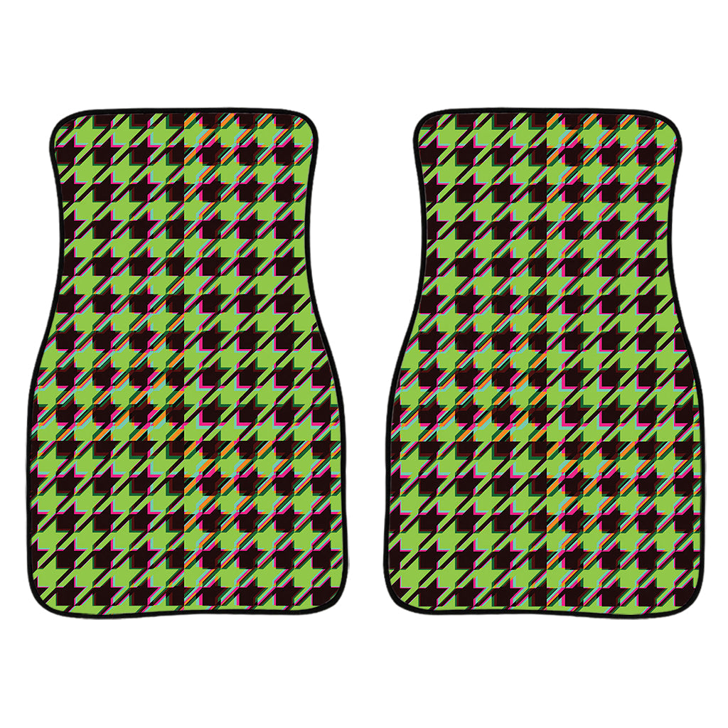 Trippy Green Houndstooth Pattern Print Front And Back Car Floor Mats/ Front Car Mat