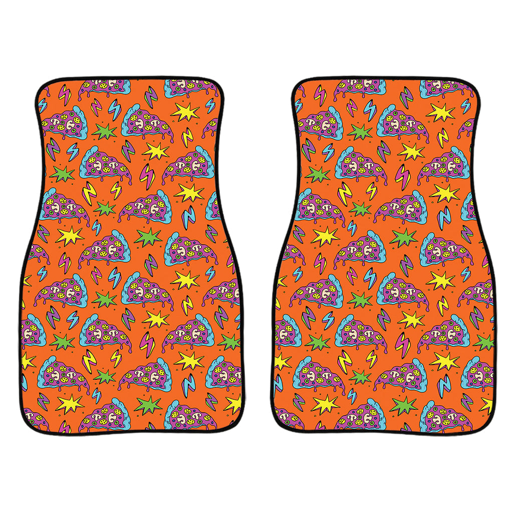 Trippy Pizza Pattern Print Front And Back Car Floor Mats/ Front Car Mat