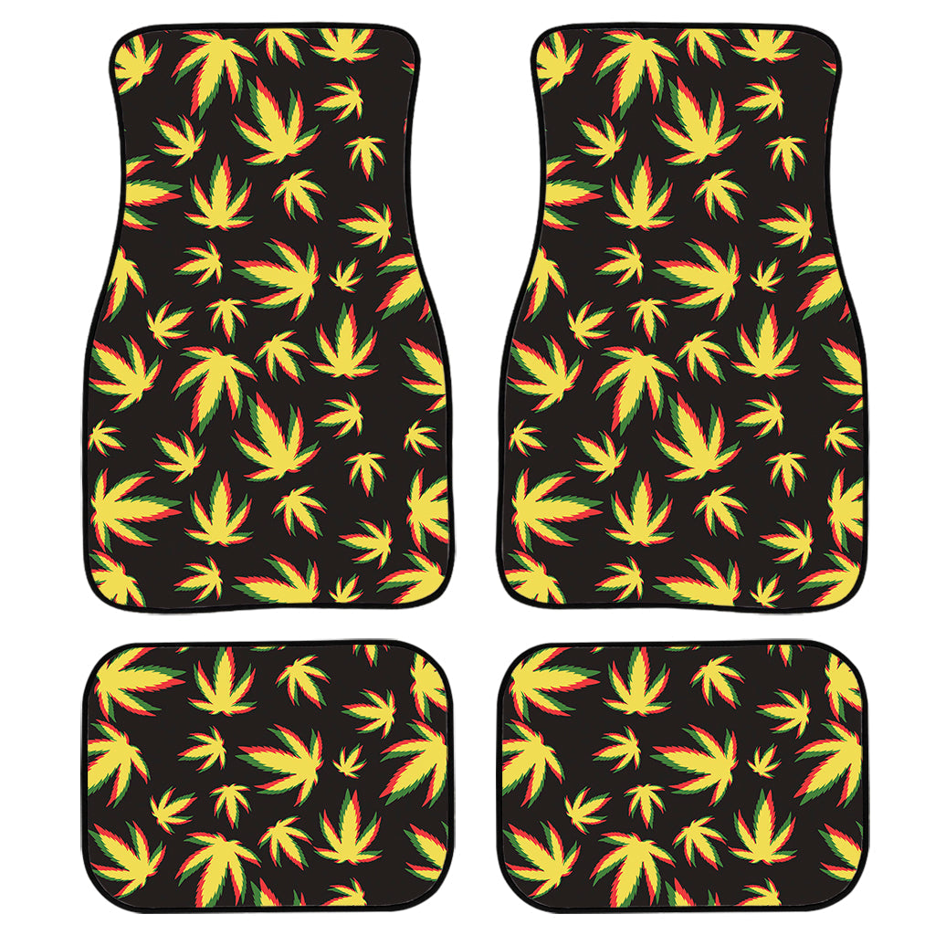 Trippy Weed Leaf Pattern Print Front And Back Car Floor Mats/ Front Car Mat