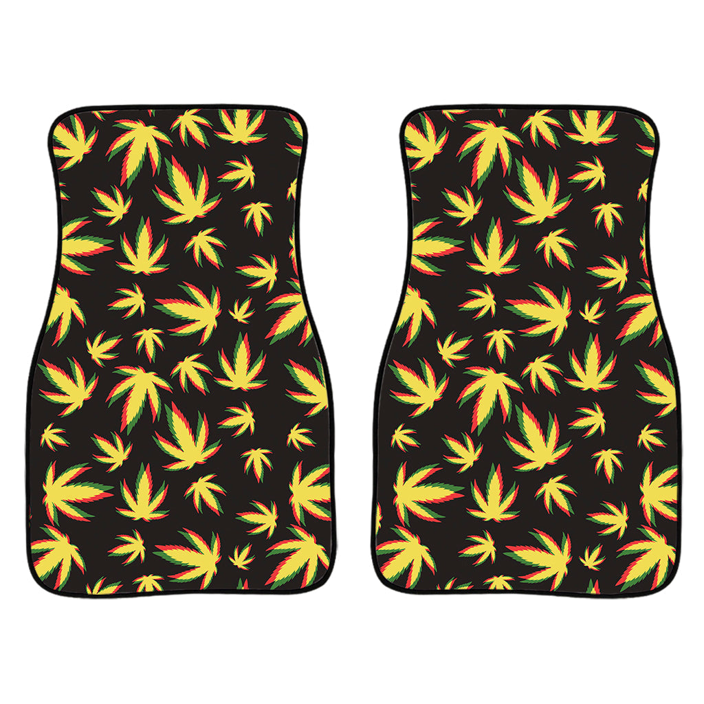 Trippy Weed Leaf Pattern Print Front And Back Car Floor Mats/ Front Car Mat