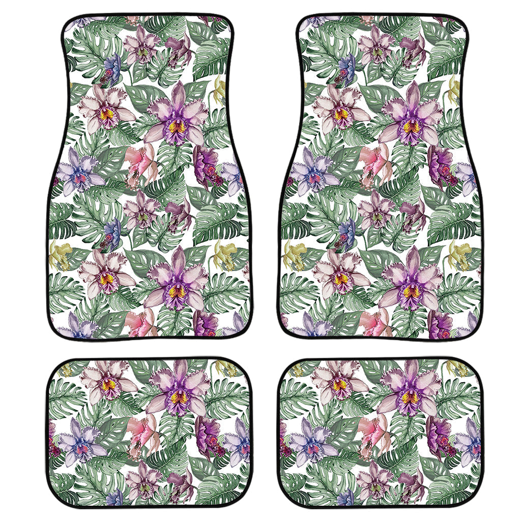 Tropical Cattleya Pattern Print Front And Back Car Floor Mats/ Front Car Mat