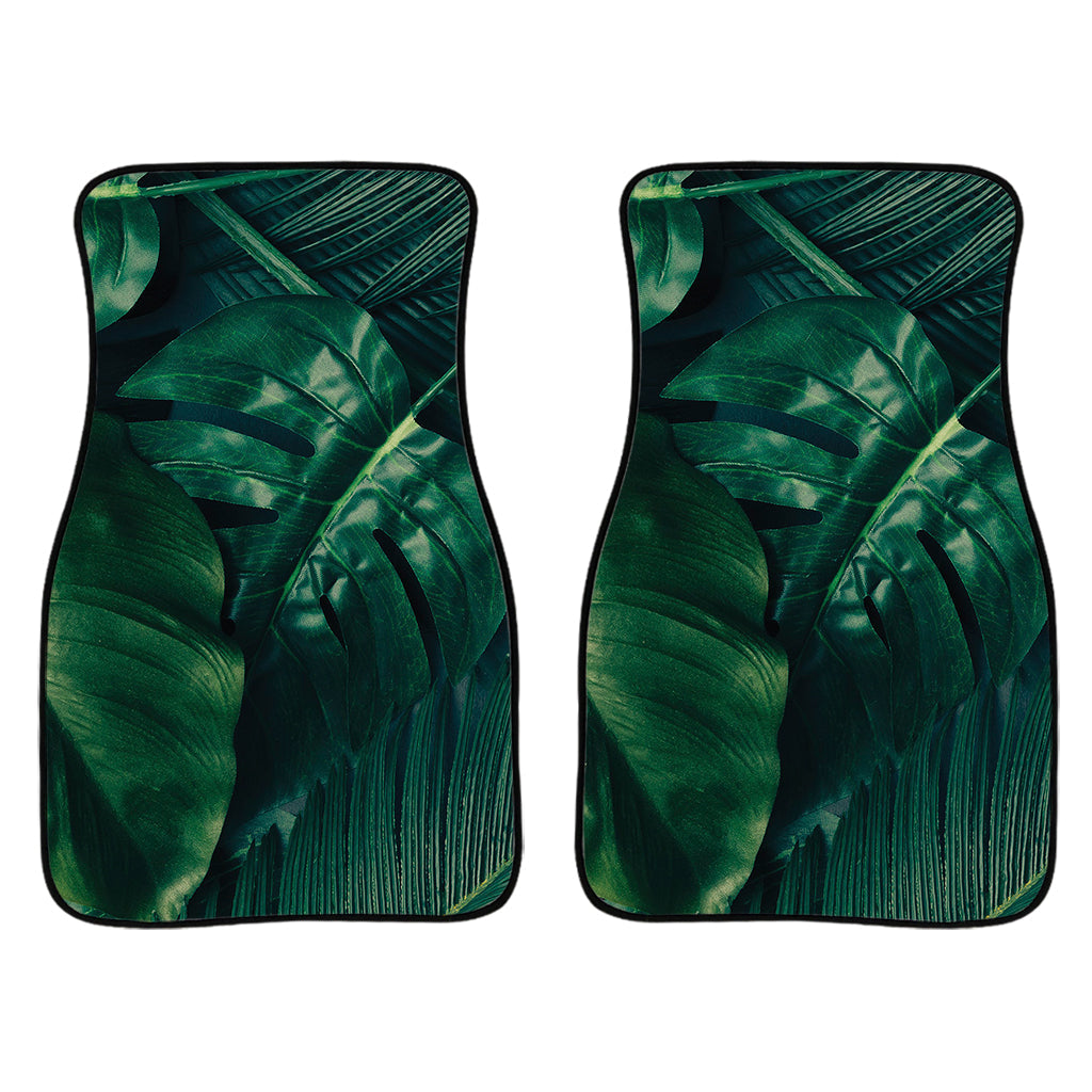 Tropical Green Leaves Print Front And Back Car Floor Mats/ Front Car Mat