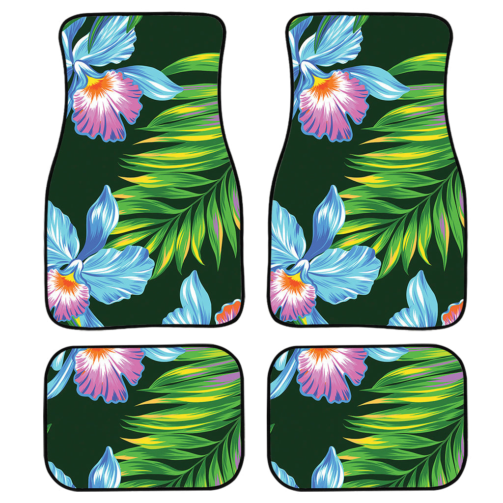 Tropical Orchid Flower Pattern Print Front And Back Car Floor Mats/ Front Car Mat