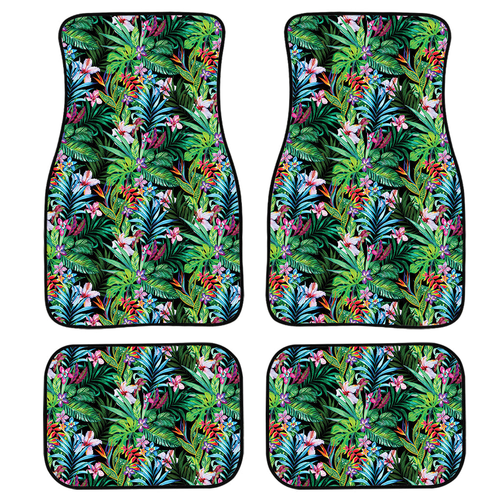 Tropical Palm And Hibiscus Print Front And Back Car Floor Mats/ Front Car Mat