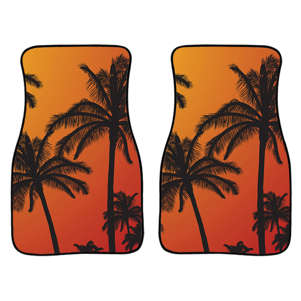 Tropical Palm Tree Sunset Print Front And Back Car Floor Mats/ Front Car Mat