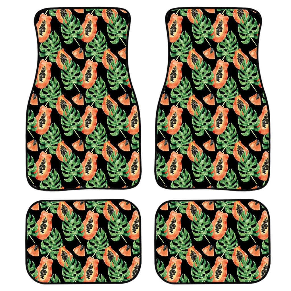 Tropical Papaya Pattern Print Front And Back Car Floor Mats/ Front Car Mat