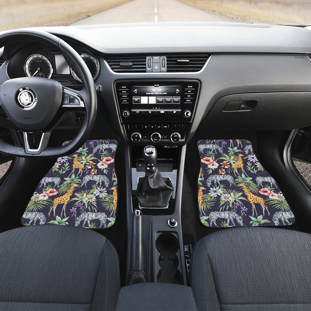 Tropical Zebra Giraffe Pattern Print Front And Back Car Floor Mats/ Front Car Mat