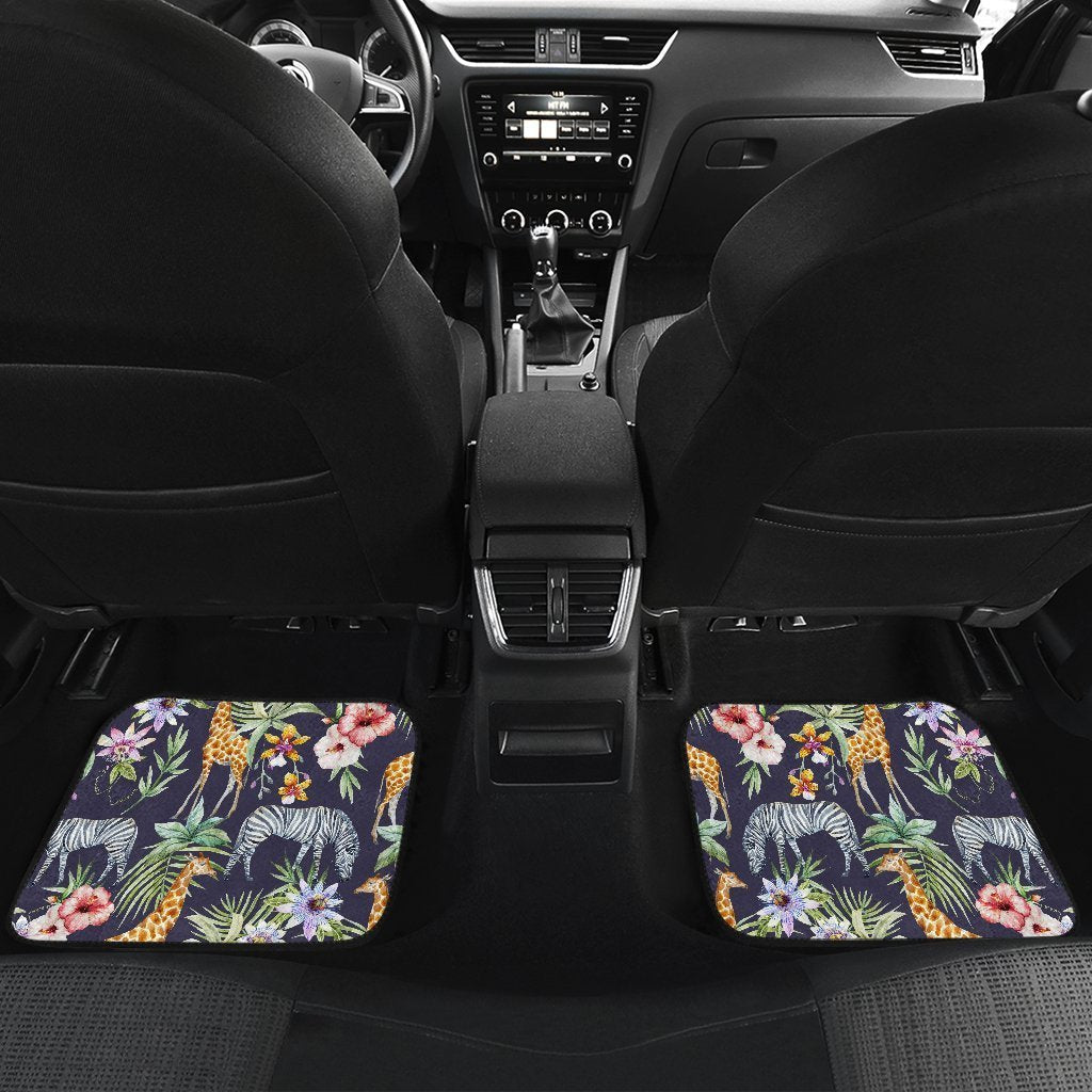 Tropical Zebra Giraffe Pattern Print Front And Back Car Floor Mats/ Front Car Mat