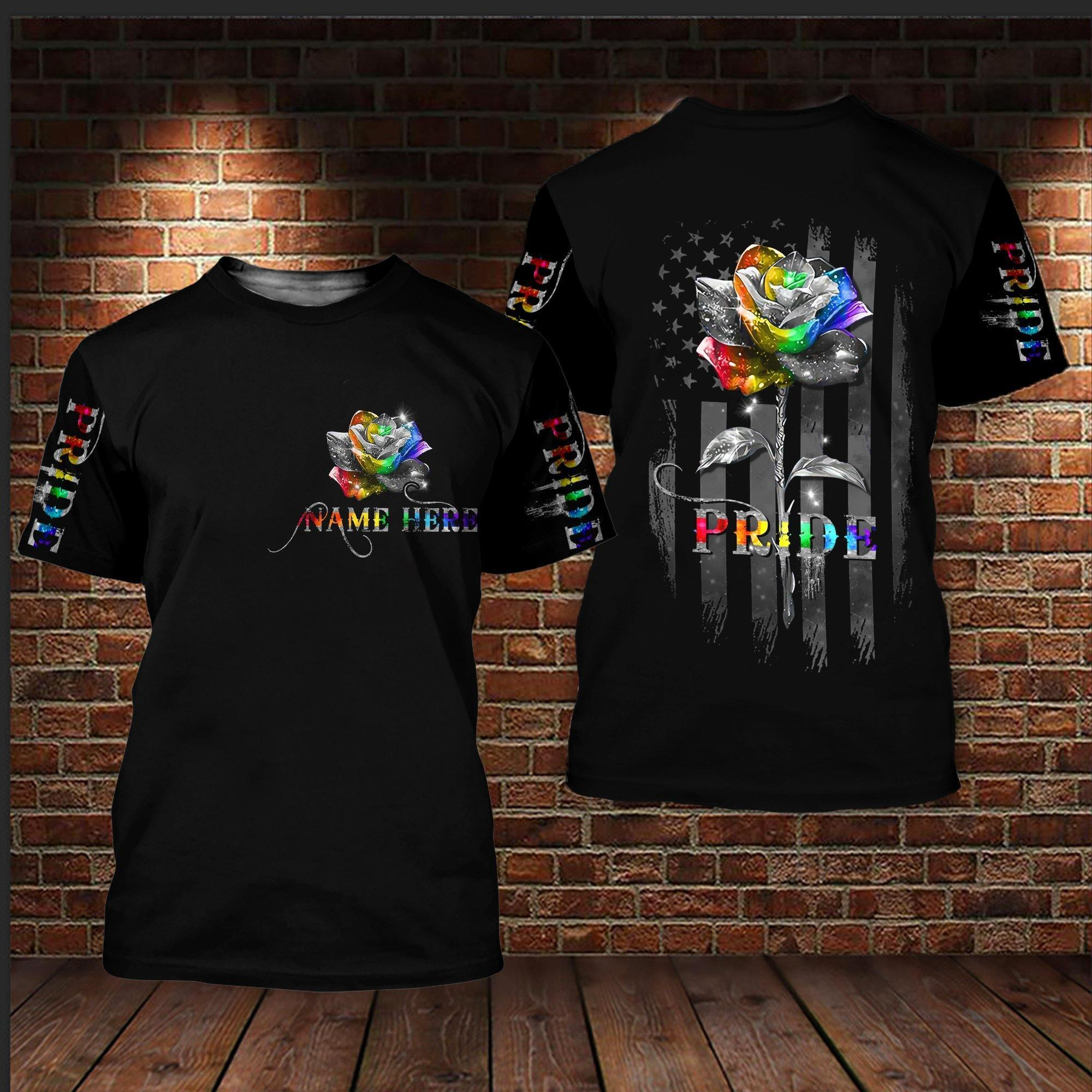 Custom LGBT Pride Flag Color Full 3D All Over Personalized Name Printed Shirt For LGBT Pride Month