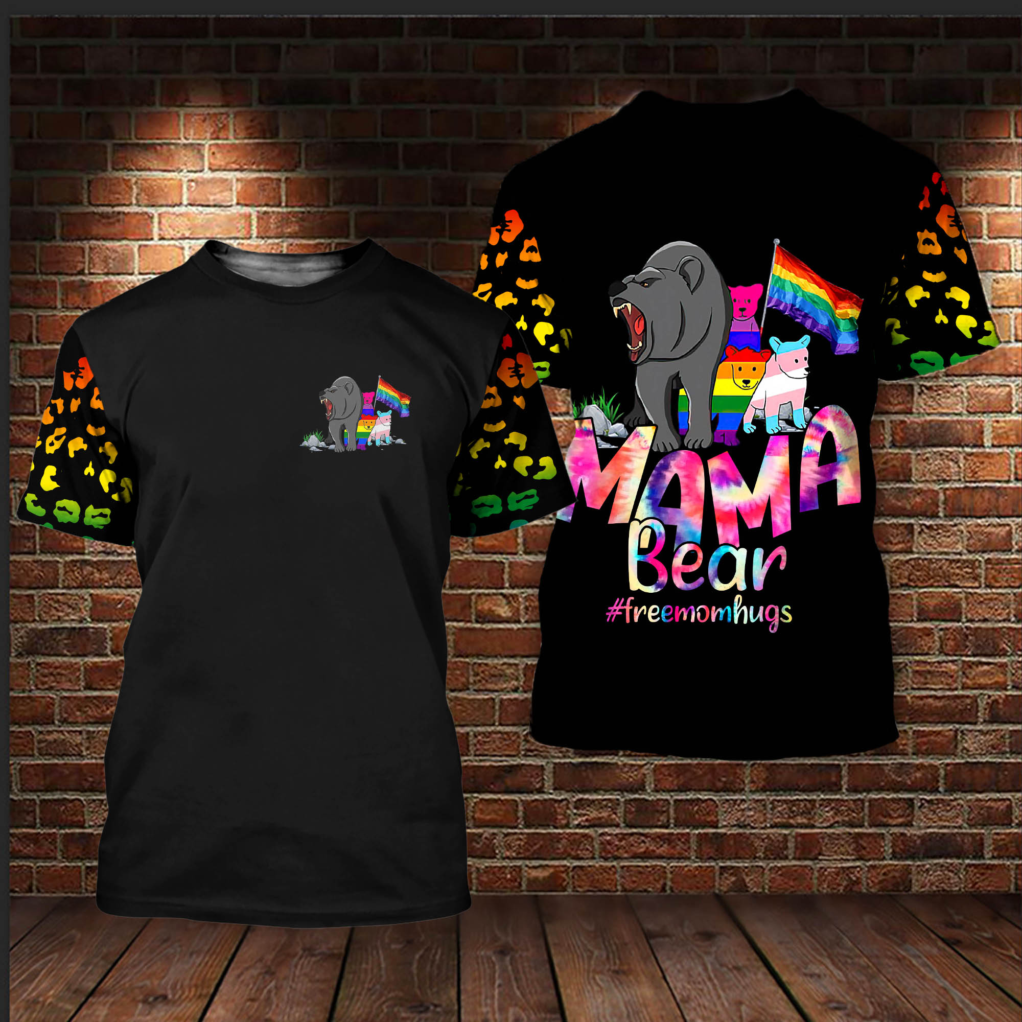 LGBT Mama Bear Free Mom Hugs 3D All Over Printed Shirt For LGBT Community/ Gift For LGBT Pride Month