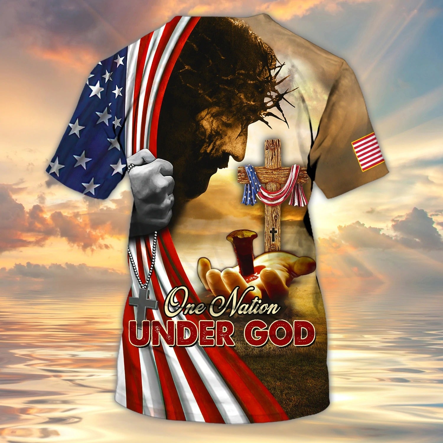 One Nation Under God Christian 3D Full Printed Shirts/ Independence Day Hoodie 3D Tee Shirt/ Patriotice 3D Tshirts