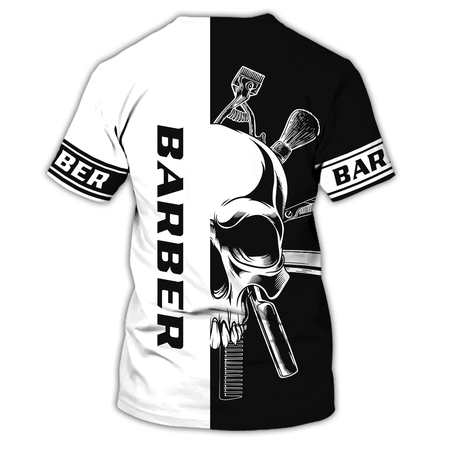 Personalized Skull Shirt For Barber/ Being A Barber Man 3D Tshirt/ Barber Shirts With Leather Pattern