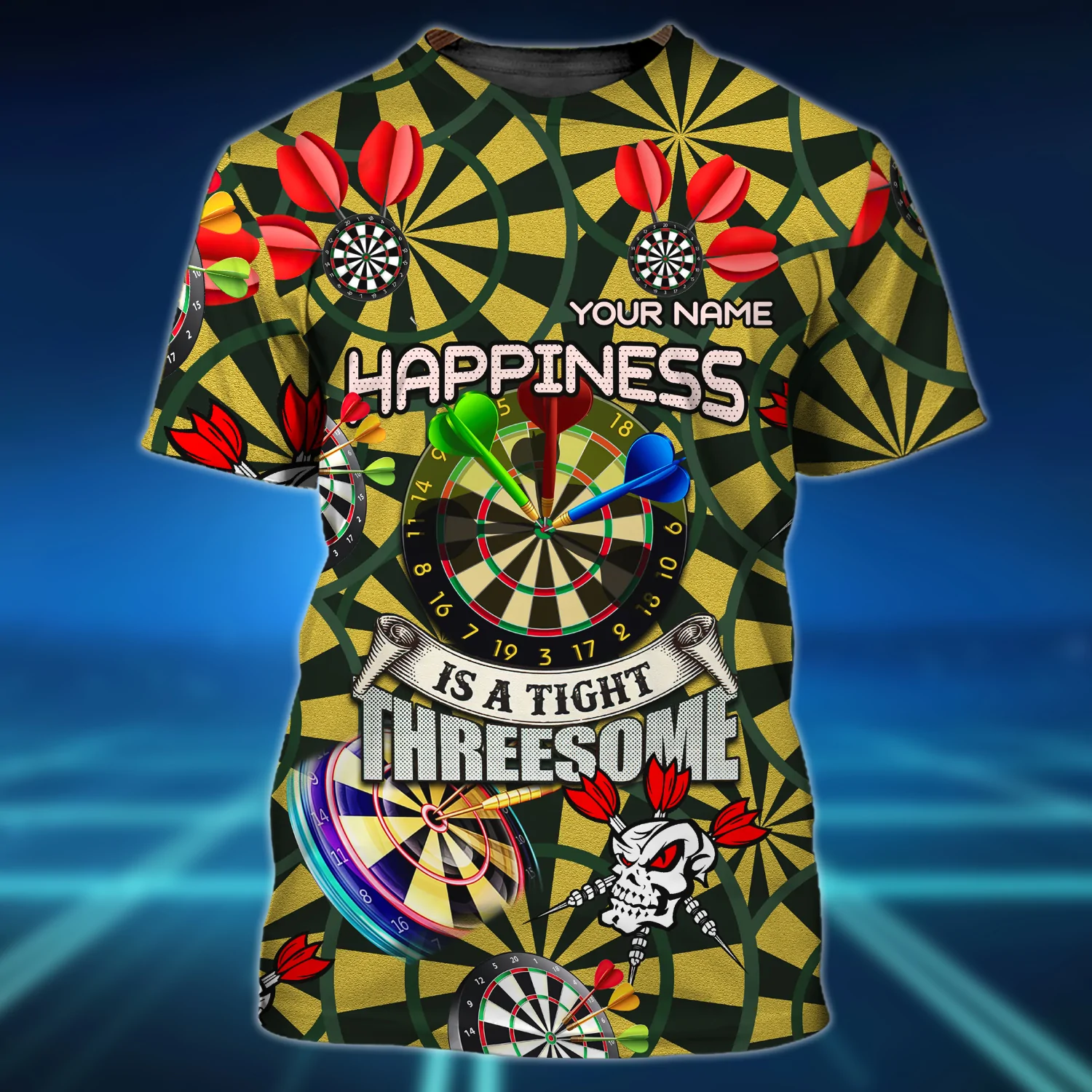 Personalized Name Happiness Dart 3D Shirt Cool Dart Player Uniform Shirts Men Women