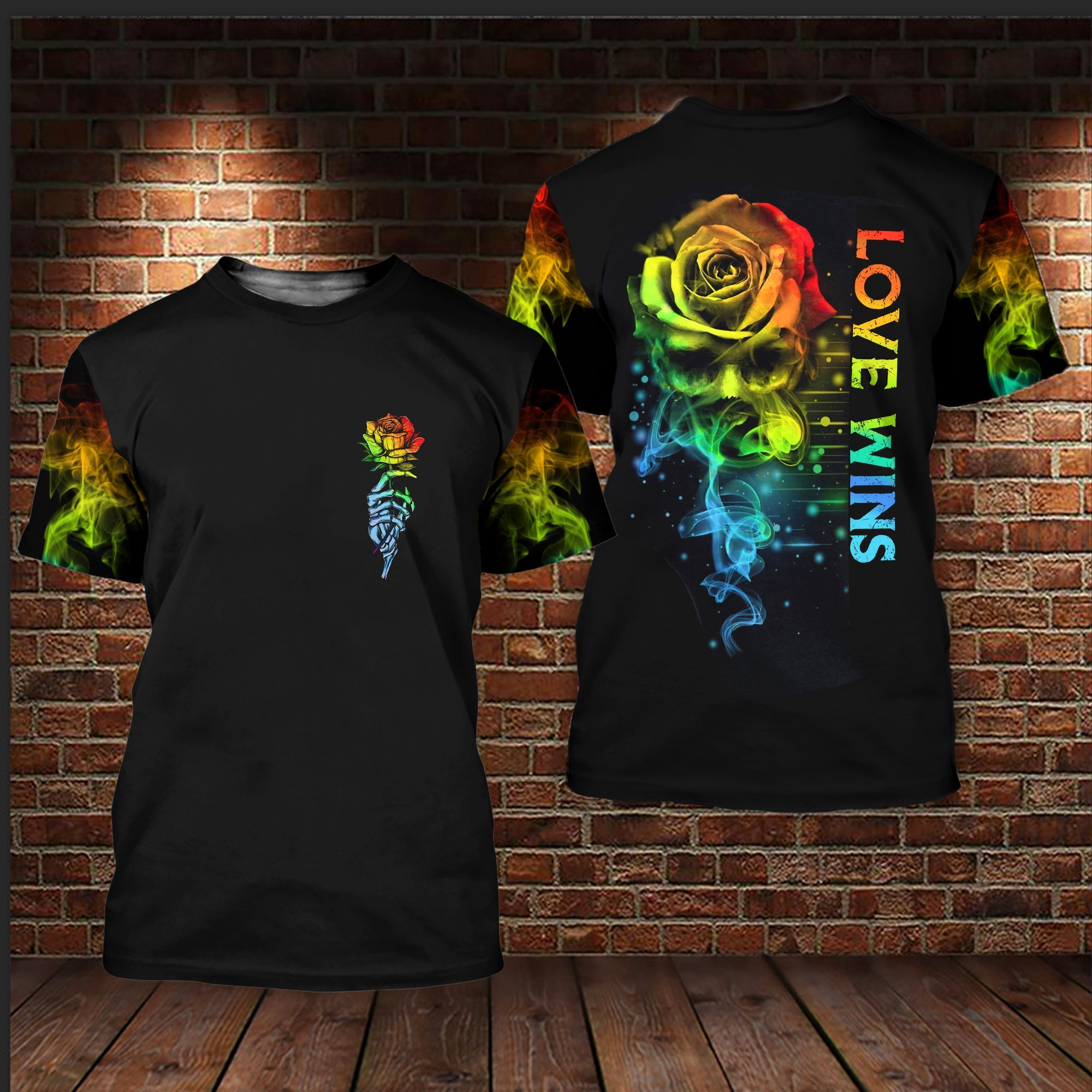 T Shirt Gift For LGBT Pride Month/ LGBT Love Wins Smoke Skull 3D All Over Printed Shirts For LGBT Community