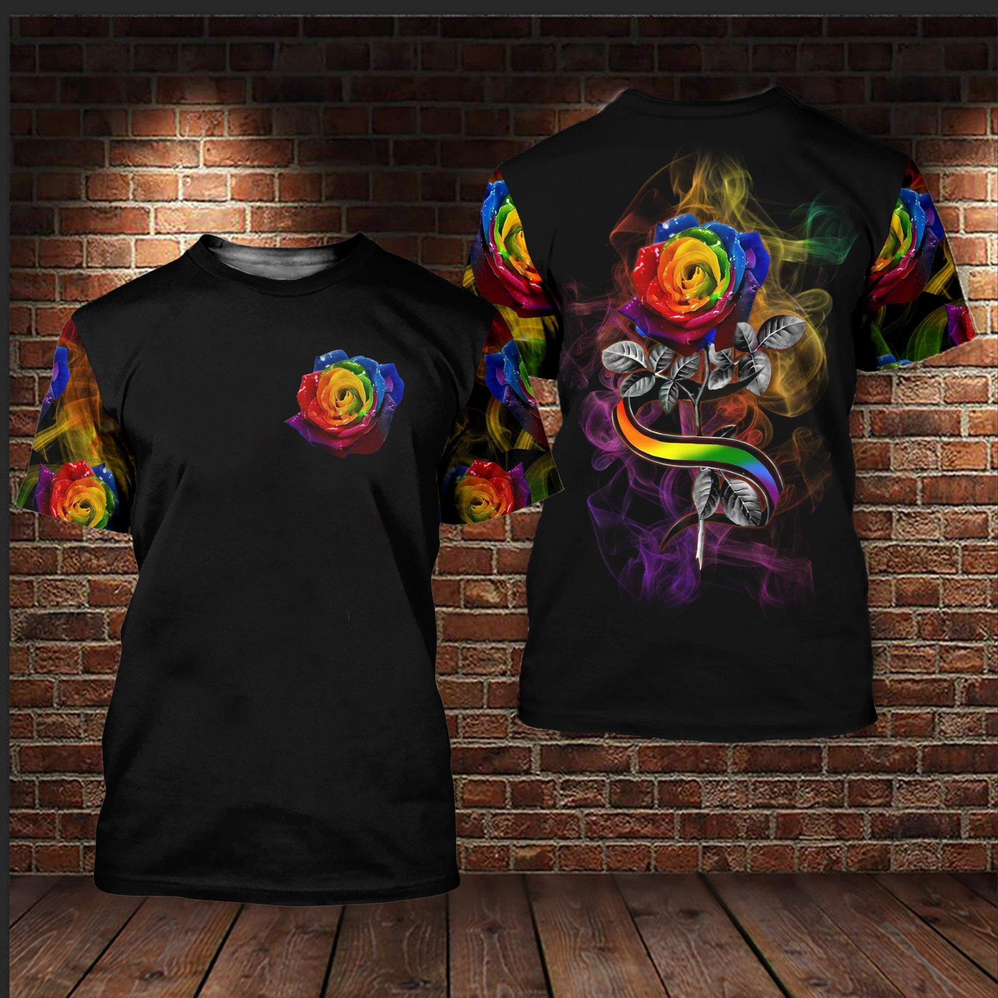 LGBT Rose Angel Wing 3D All Over Printed Shirts For LGBT Community/ Bisexual Shirts For LGBTQ History Month