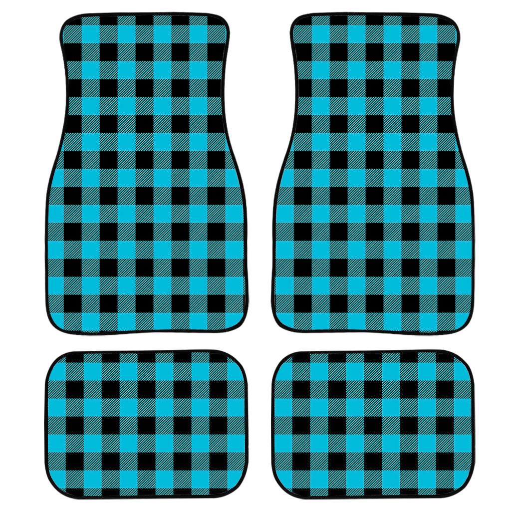 Turquoise And Black Buffalo Check Print Front And Back Car Floor Mats/ Front Car Mat