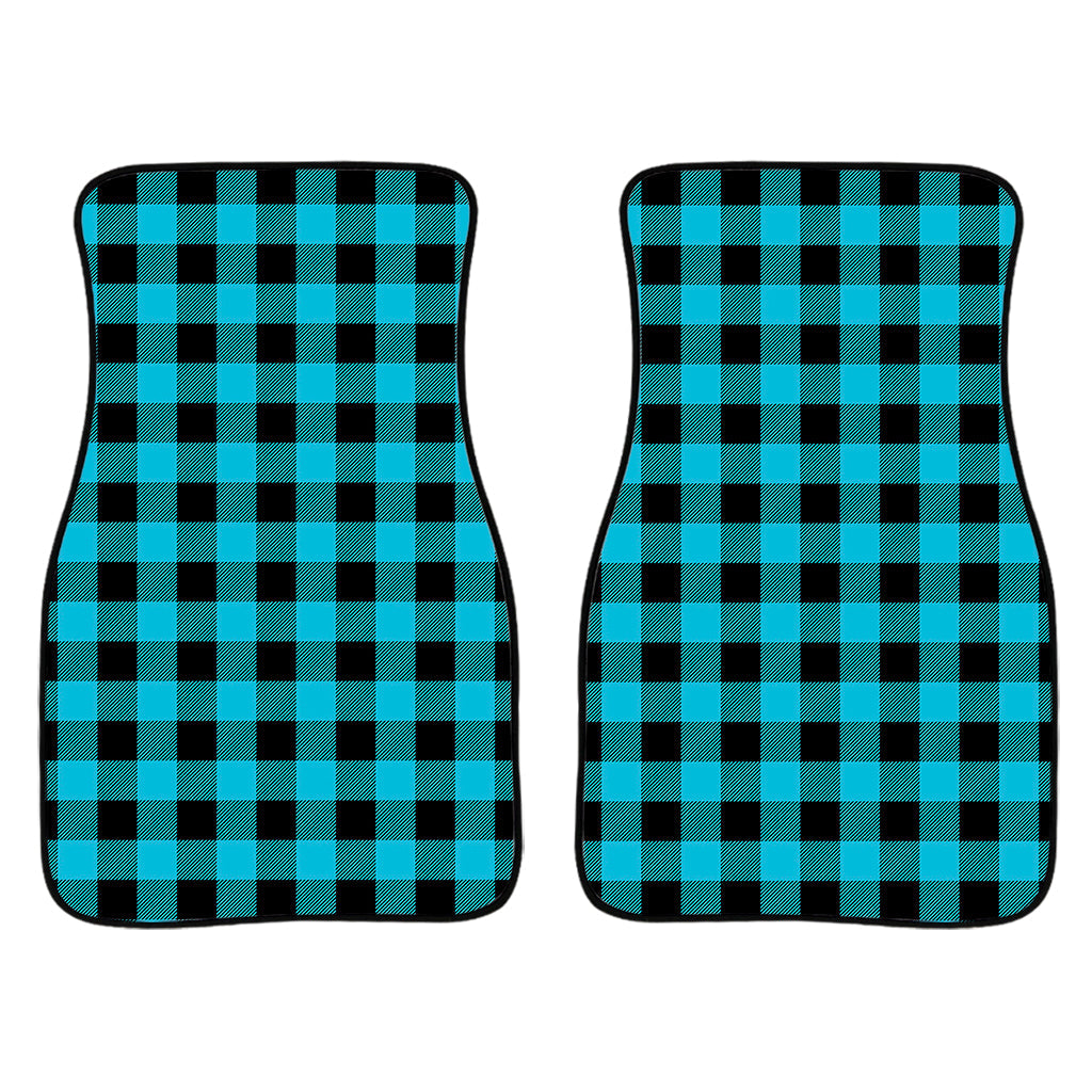 Turquoise And Black Buffalo Check Print Front And Back Car Floor Mats/ Front Car Mat