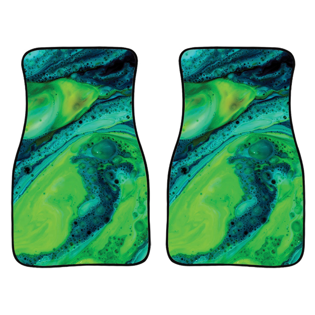 Turquoise And Green Acid Melt Print Front And Back Car Floor Mats/ Front Car Mat