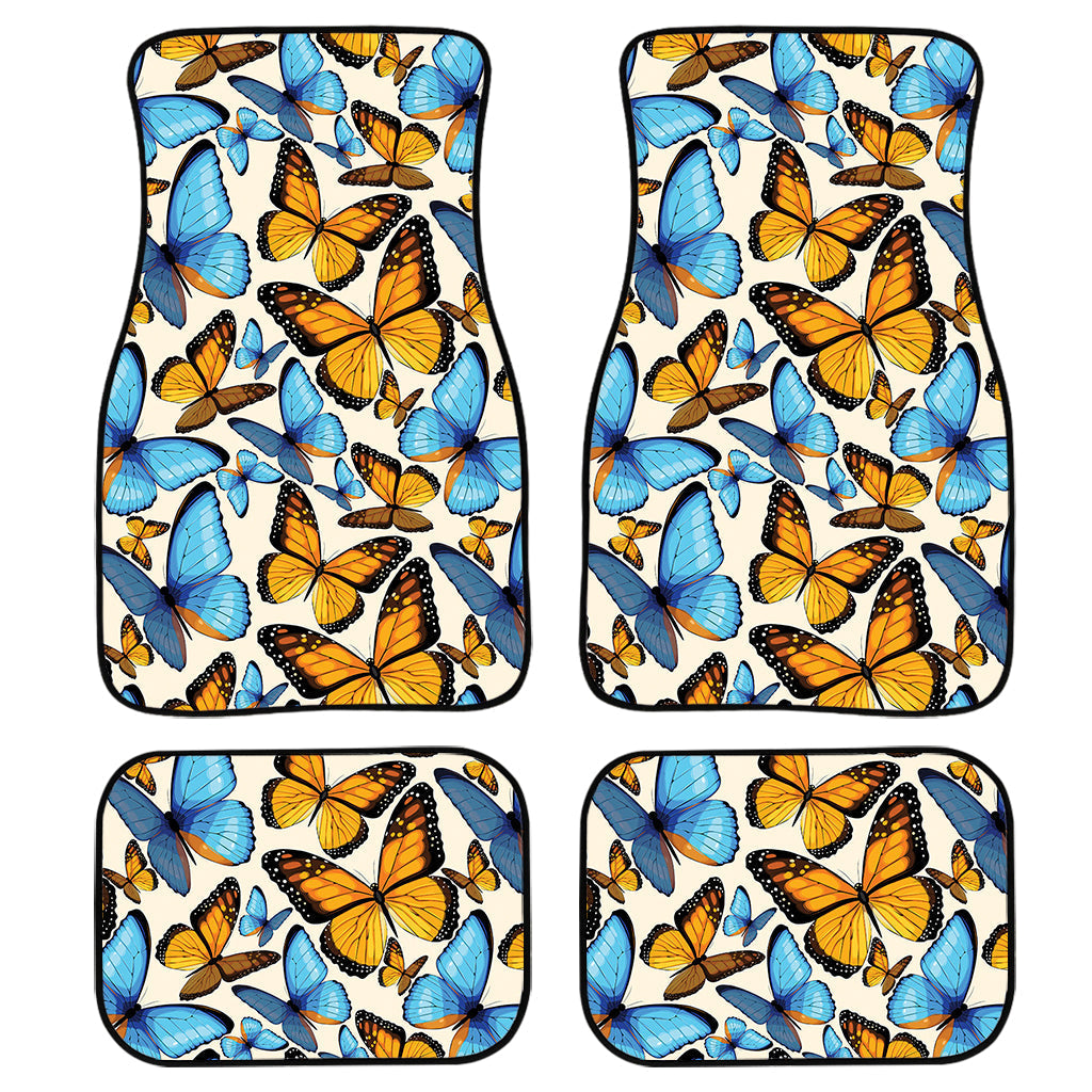 Turquoise And Orange Butterfly Print Front And Back Car Floor Mats/ Front Car Mat