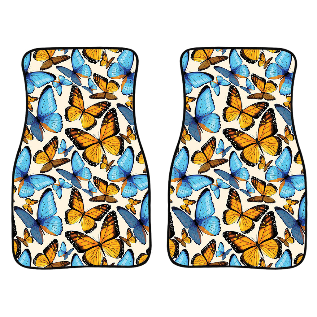 Turquoise And Orange Butterfly Print Front And Back Car Floor Mats/ Front Car Mat