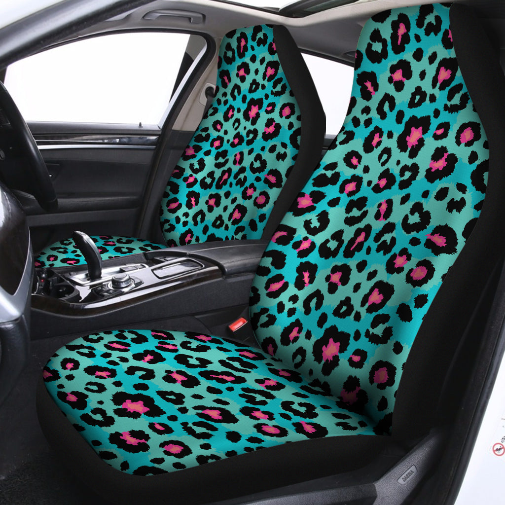 Turquoise And Pink Leopard Print Universal Fit Car Seat Covers