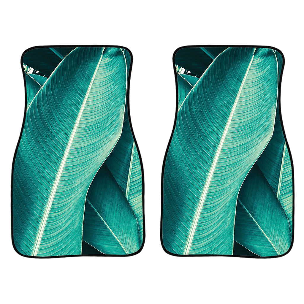 Turquoise Banana Leaf Print Front And Back Car Floor Mats/ Front Car Mat