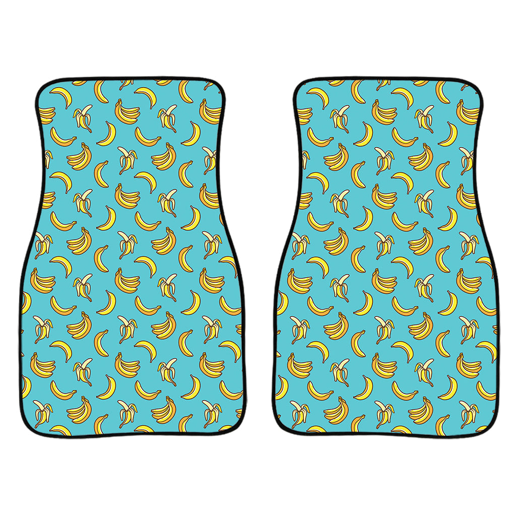 Turquoise Banana Pattern Print Front And Back Car Floor Mats/ Front Car Mat