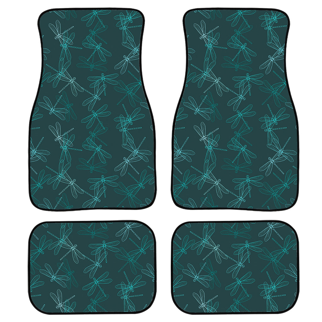 Turquoise Dragonfly Pattern Print Front And Back Car Floor Mats/ Front Car Mat