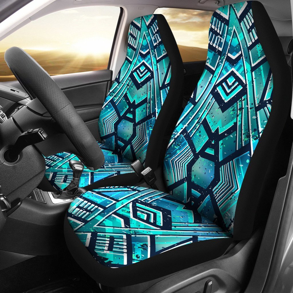 Turquoise Ethnic Aztec Trippy Print Universal Fit Car Seat Covers