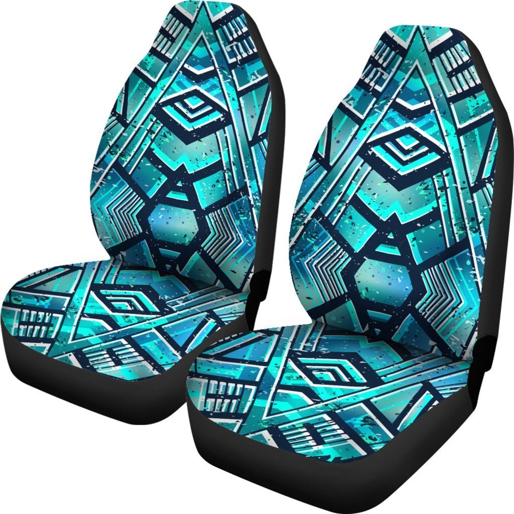 Turquoise Ethnic Aztec Trippy Print Universal Fit Car Seat Covers