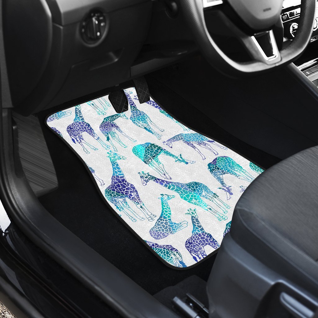 Turquoise Giraffe Pattern Print Front And Back Car Floor Mats/ Front Car Mat