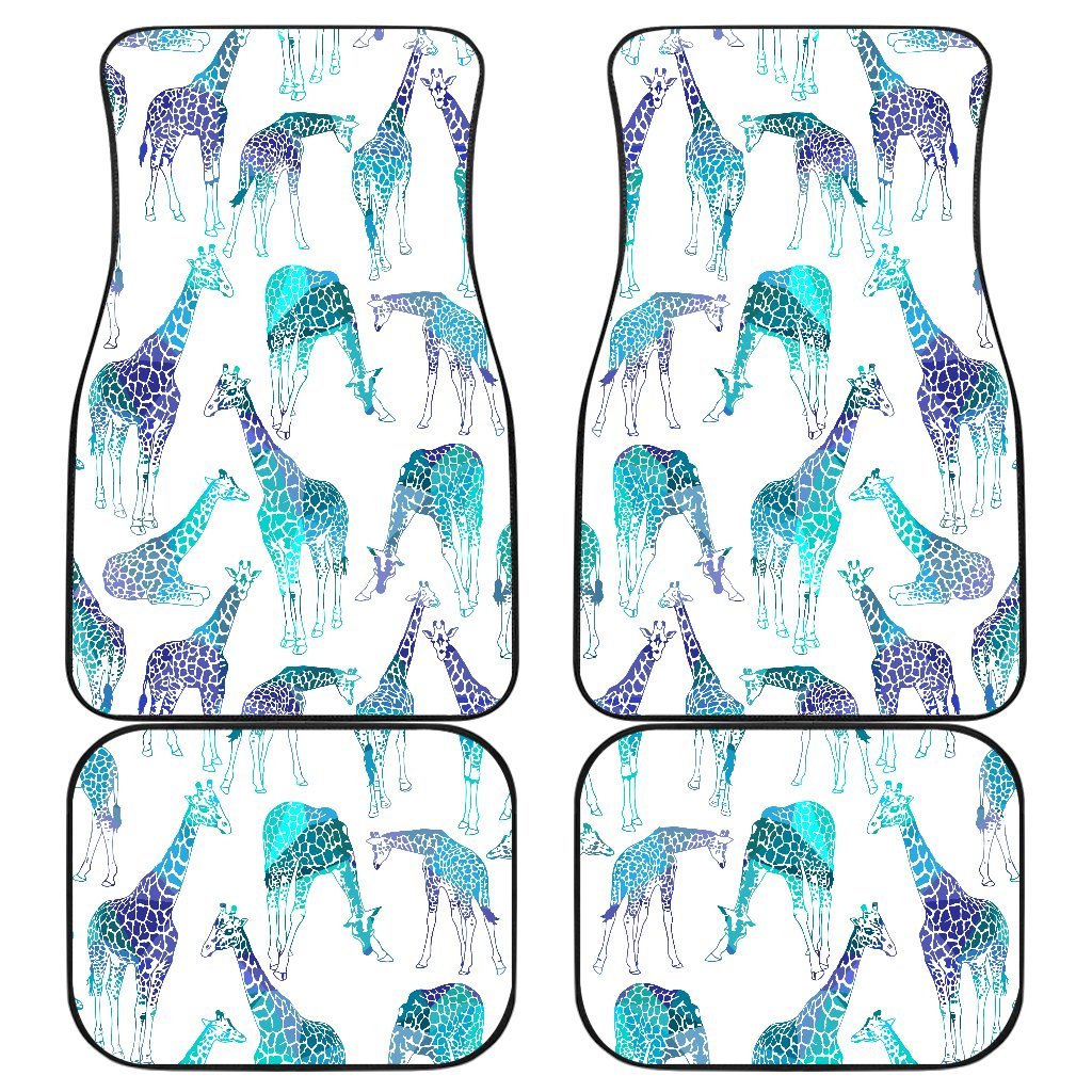 Turquoise Giraffe Pattern Print Front And Back Car Floor Mats/ Front Car Mat