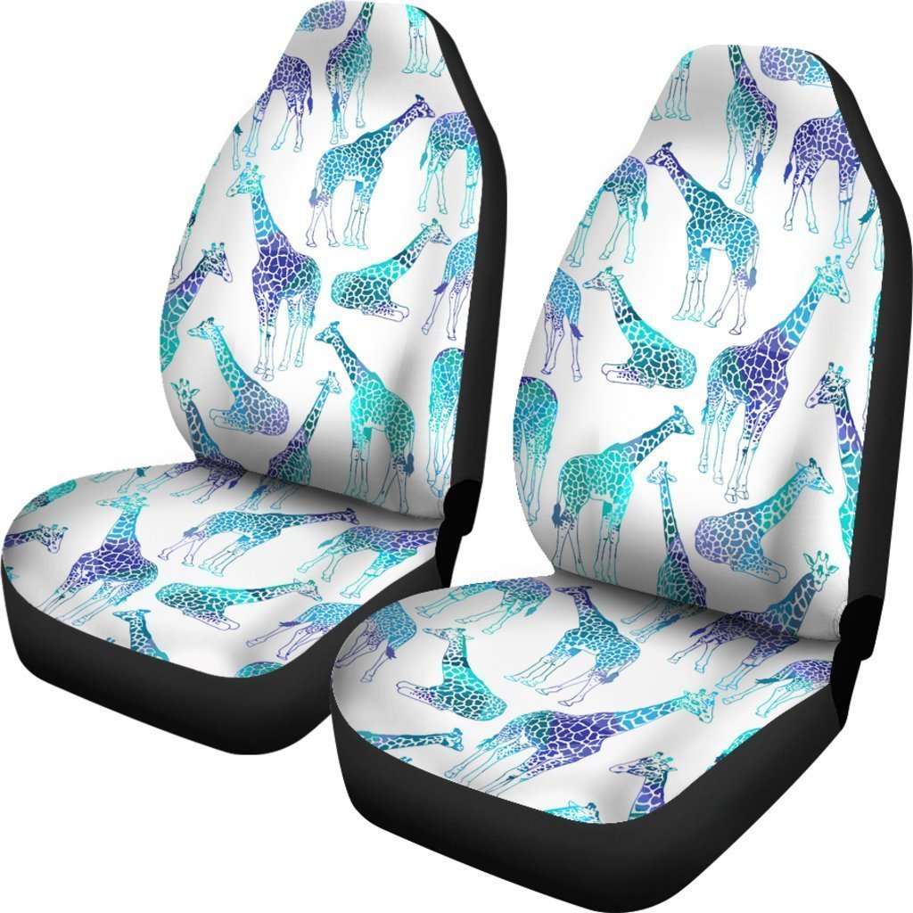Turquoise Giraffe Pattern Print Universal Fit Car Seat Covers
