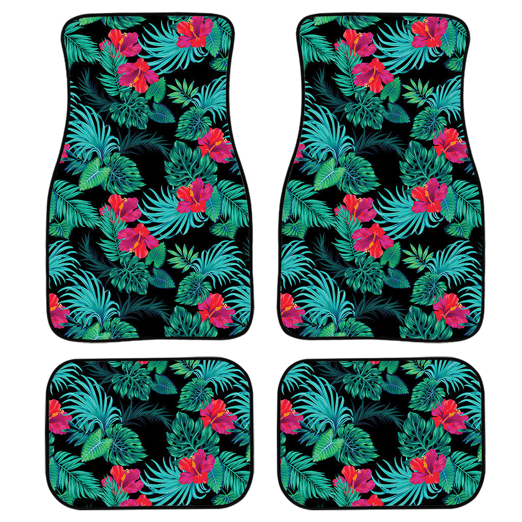 Turquoise Hawaiian Palm Leaves Print Front And Back Car Floor Mats/ Front Car Mat