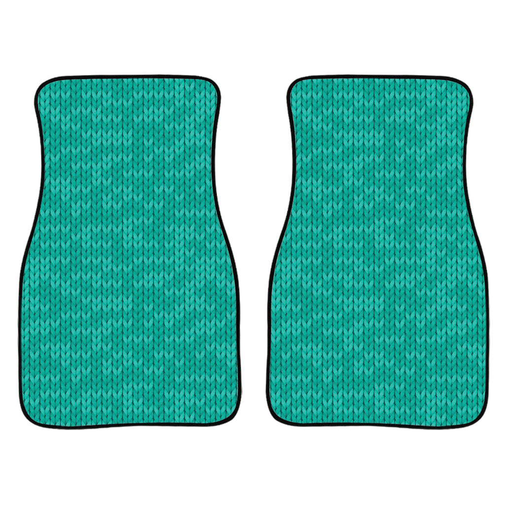Turquoise Knitted Pattern Print Front And Back Car Floor Mats/ Front Car Mat