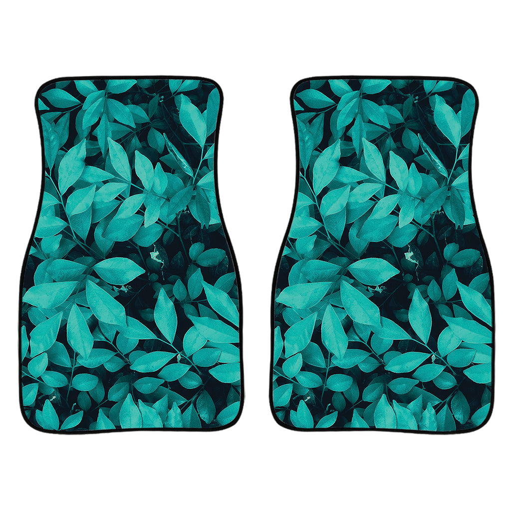 Turquoise Leaf Print Front And Back Car Floor Mats/ Front Car Mat