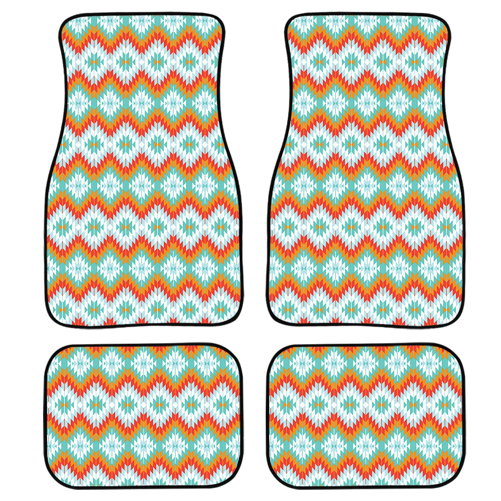 Turquoise Native American Pattern Print Front And Back Car Floor Mats/ Front Car Mat