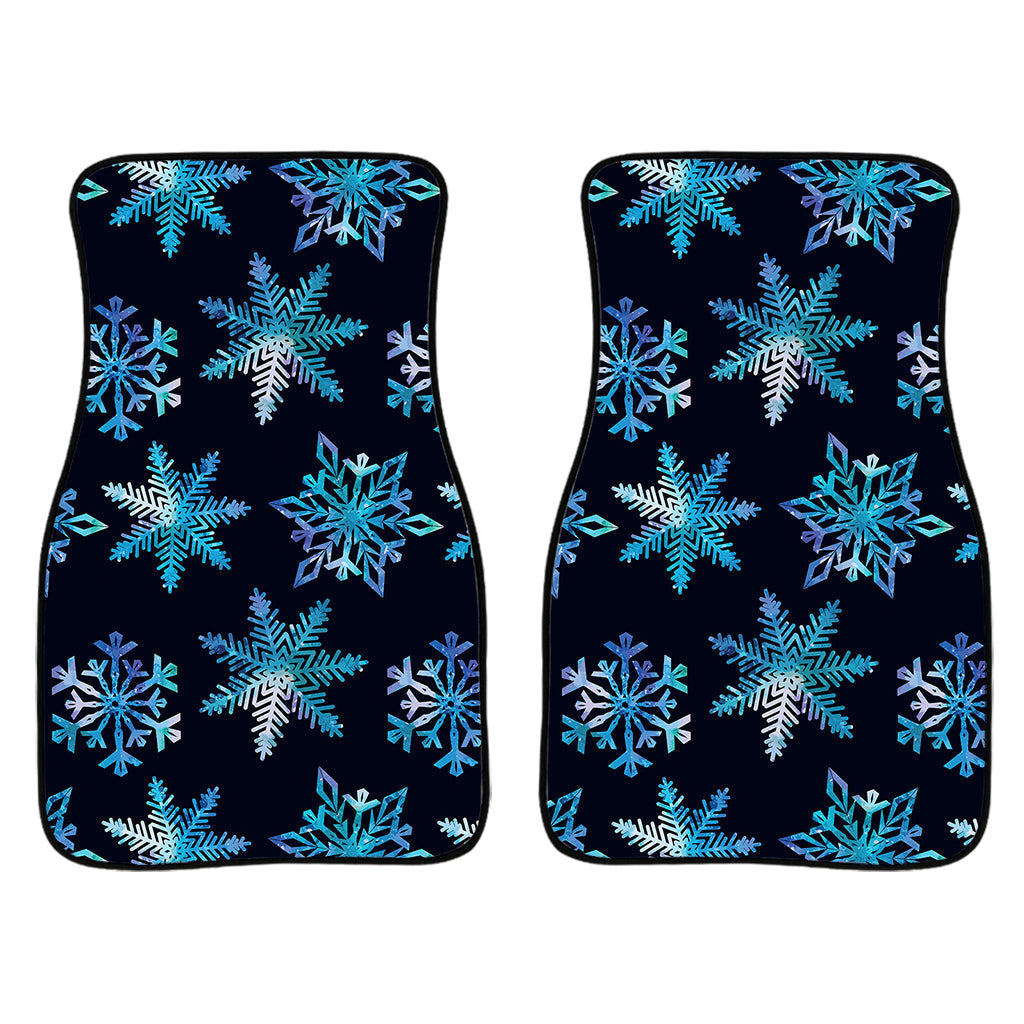 Turquoise Snowflake Pattern Print Front And Back Car Floor Mats/ Front Car Mat