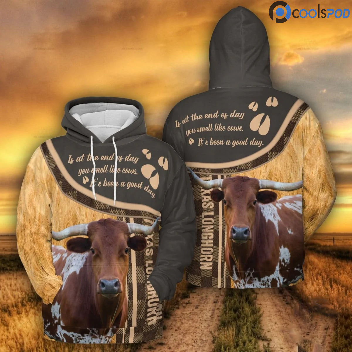 TX Longhorn Cattle Lovers A Good Day 3D Hoodie Cow Women Men Hoodie
