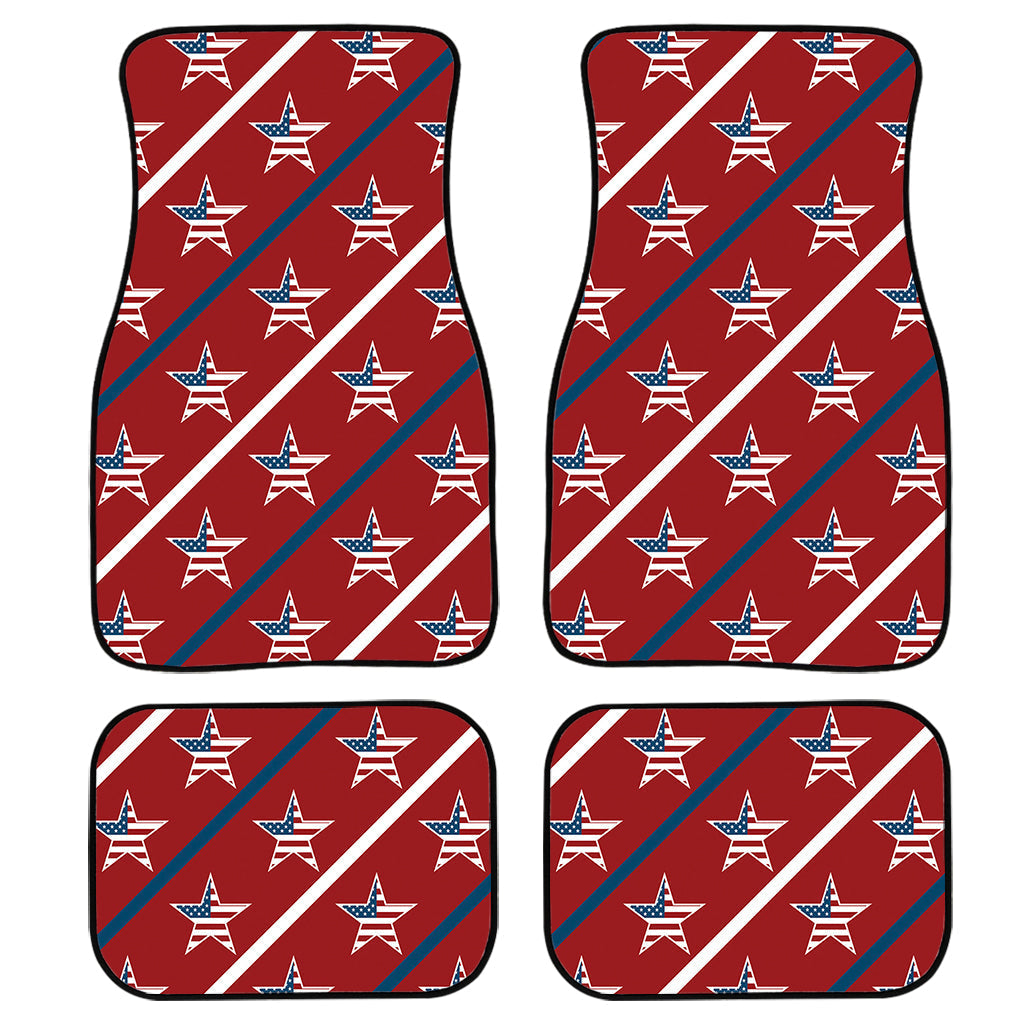 Usa Patriotic Star Pattern Print Front And Back Car Floor Mats/ Front Car Mat