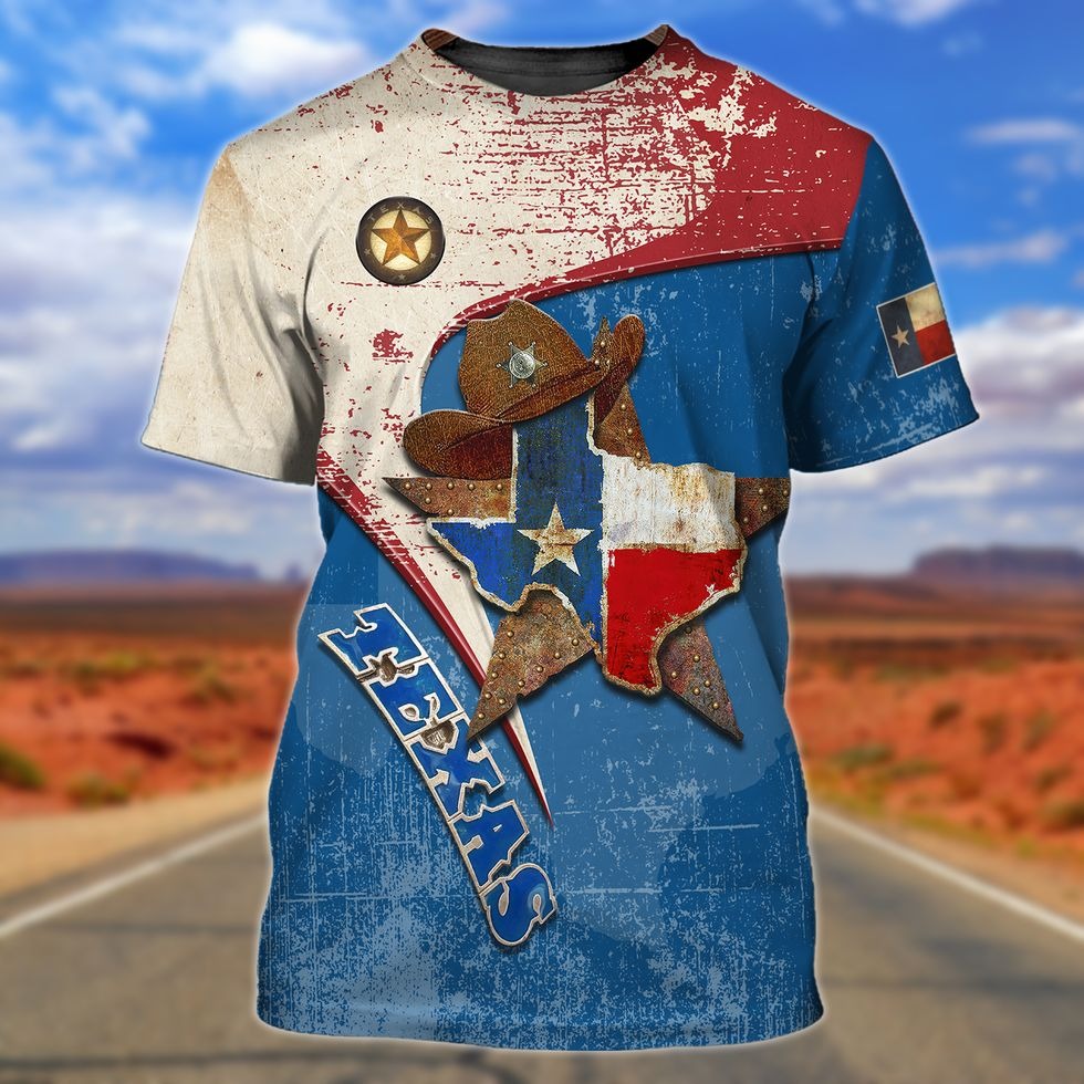 Texas Cowboy Shirt/ 3D All Over Print Texas Shirt Vintage Pattern/ Gift For Texan Friend