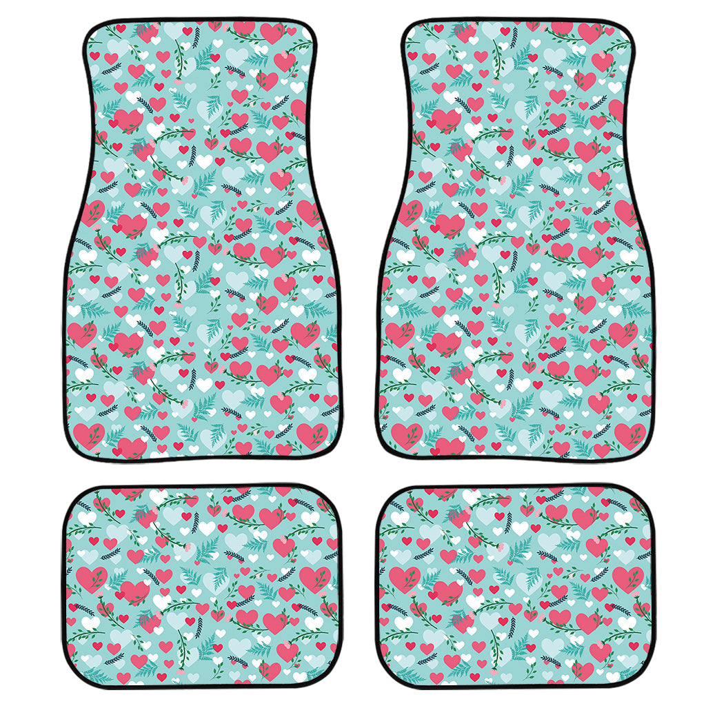 Valentine''S Day Heart And Flower Print Front And Back Car Floor Mats/ Front Car Mat