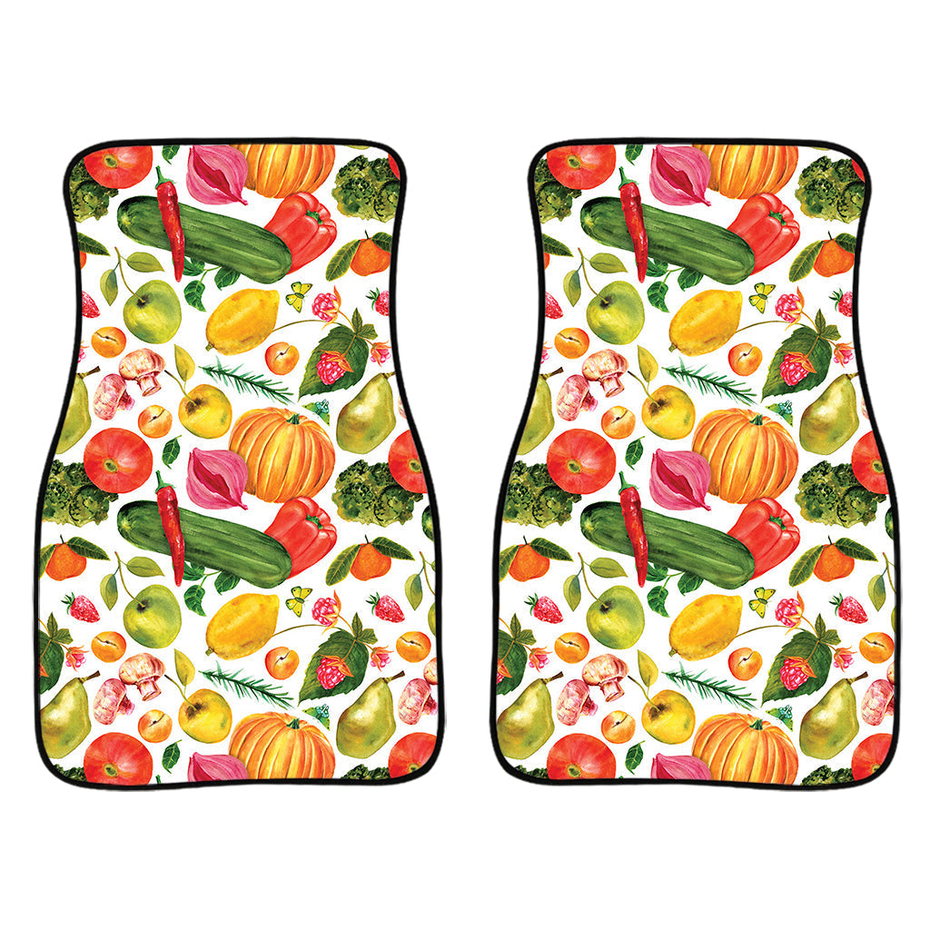 Vegan Fruits And Vegetables Print Front And Back Car Floor Mats/ Front Car Mat