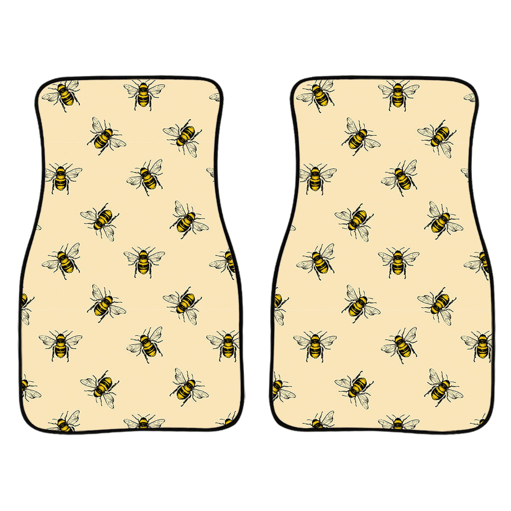 Vintage Bee Pattern Print Front And Back Car Floor Mats/ Front Car Mat