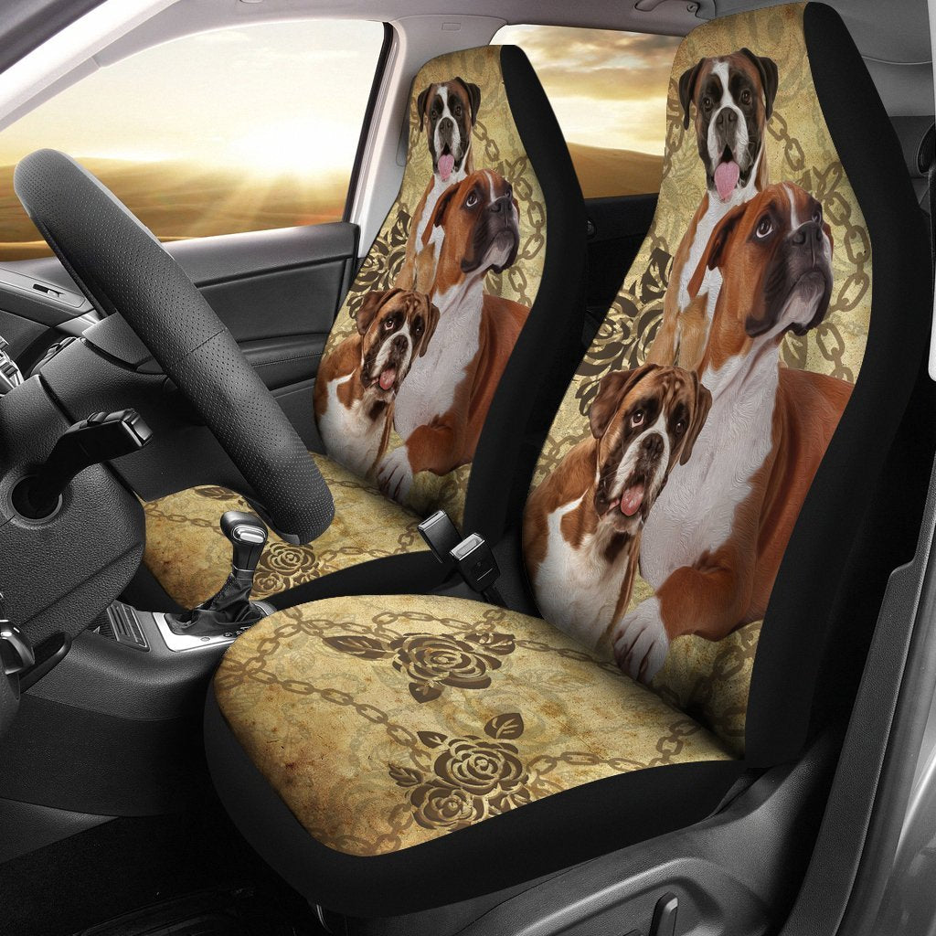 Vintage Boxer Universal Fit Car Seat Covers/ Dog Printed on Seat Cover For Car