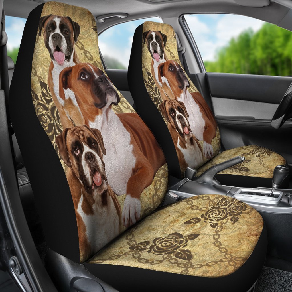 Vintage Boxer Universal Fit Car Seat Covers/ Dog Printed on Seat Cover For Car